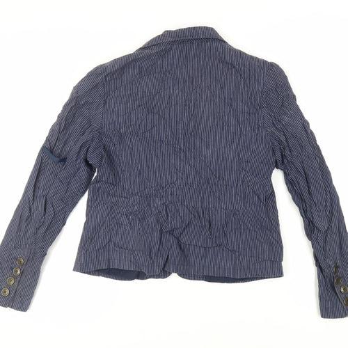 NEXT Womens Blue Striped Jacket Blazer Size 16 Button