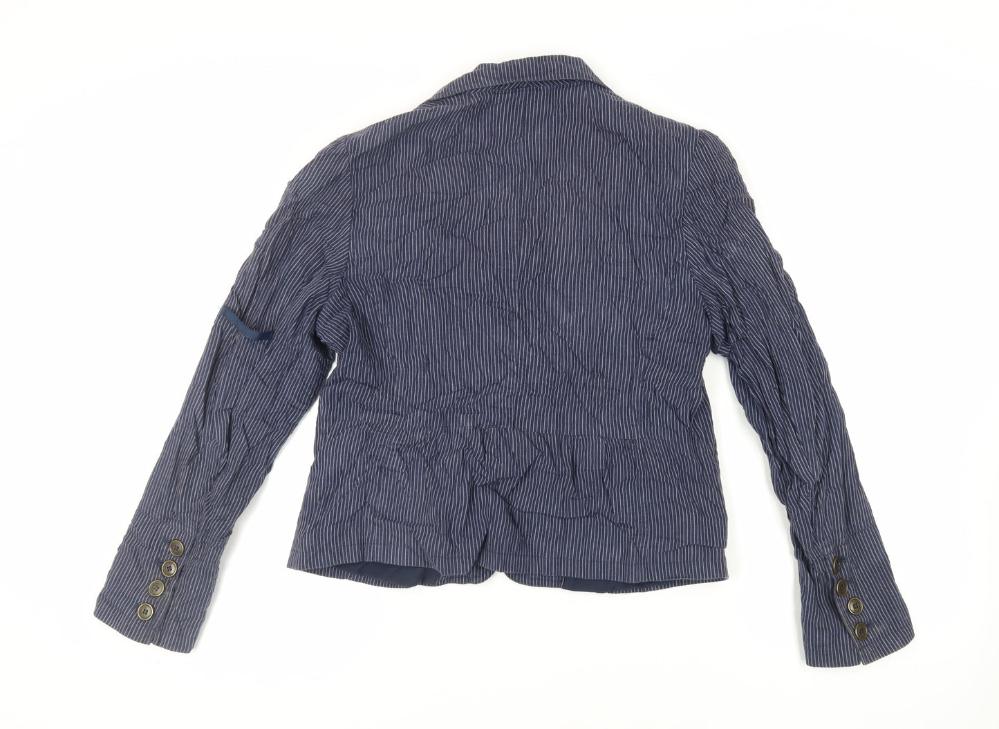 NEXT Womens Blue Striped Jacket Blazer Size 16 Button