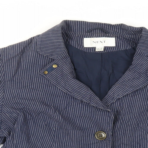 NEXT Womens Blue Striped Jacket Blazer Size 16 Button