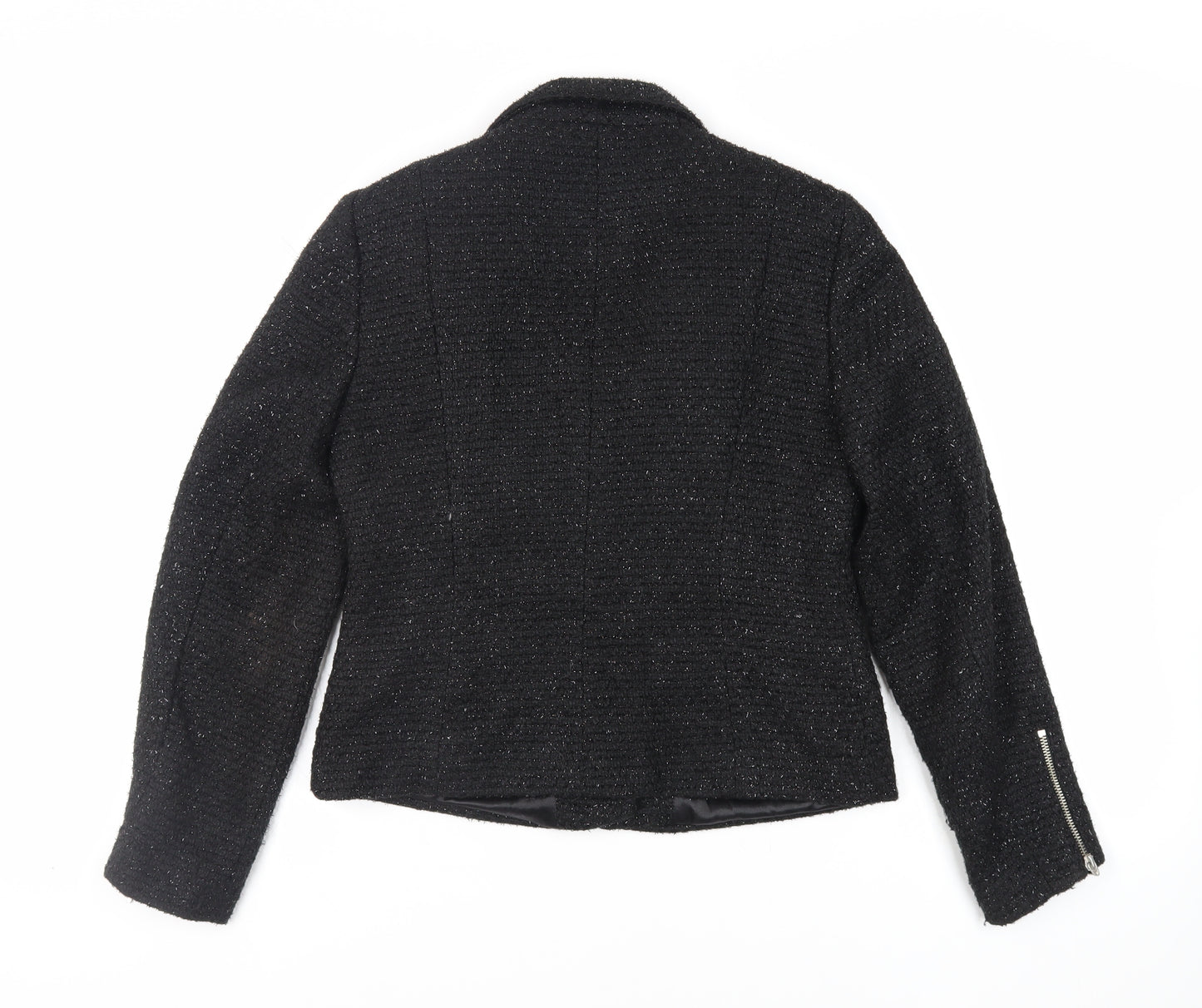 M&Co Womens Black Jacket Blazer Size 10 Zip - Glitter
