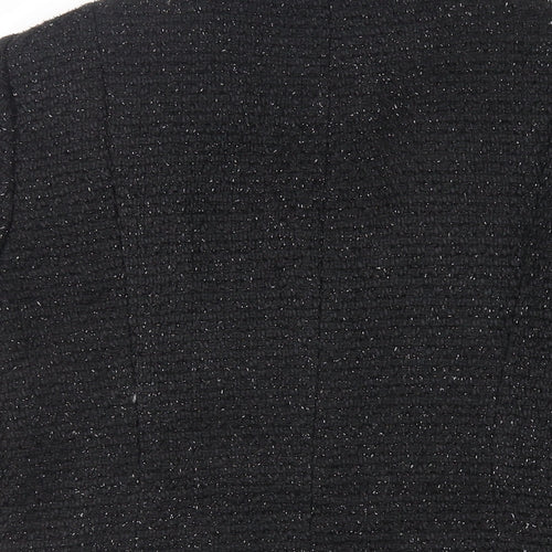 M&Co Womens Black Jacket Blazer Size 10 Zip - Glitter
