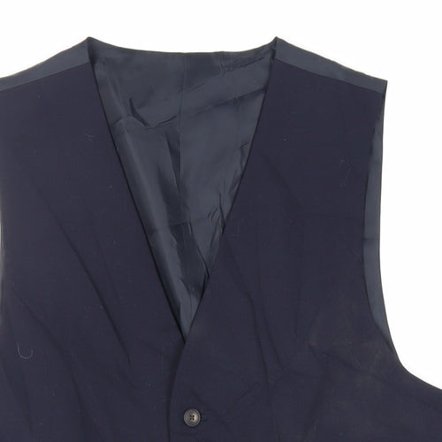 Marks and Spencer Mens Blue Wool Jacket Suit Waistcoat Size 40 Regular