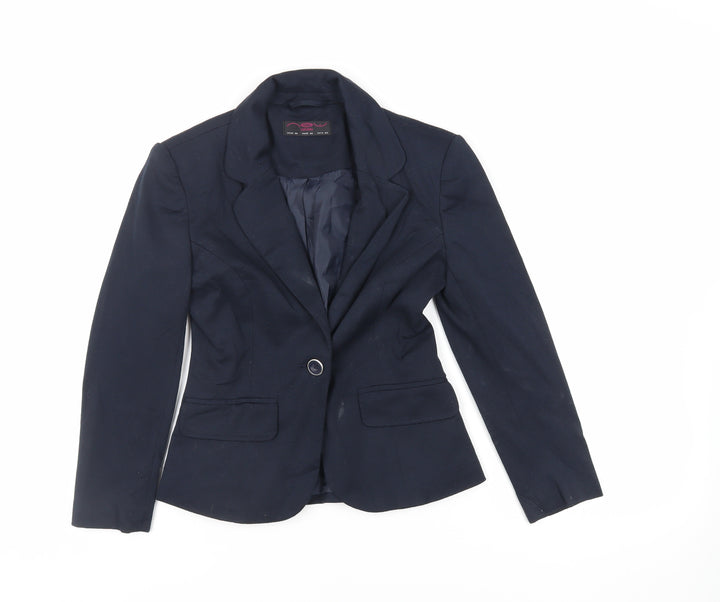 New Look Womens Blue Jacket Blazer Size 6 Button