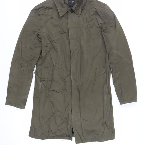 New Look Men Mens Green Overcoat Coat Size XS Button