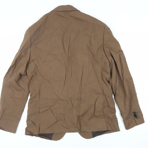 Zara Mens Brown Jacket Blazer Size 42 Button