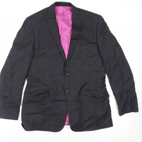 Paul Costelloe Mens Black Check Polyester Jacket Suit Jacket Size 42 Regular