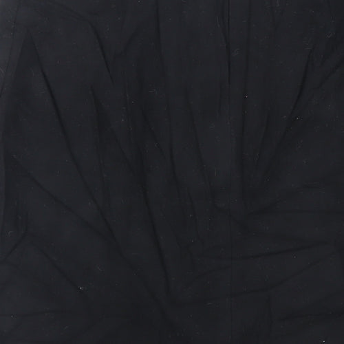 St Michael Womens Black Wool A-Line Skirt Size 16 Zip - Vintage