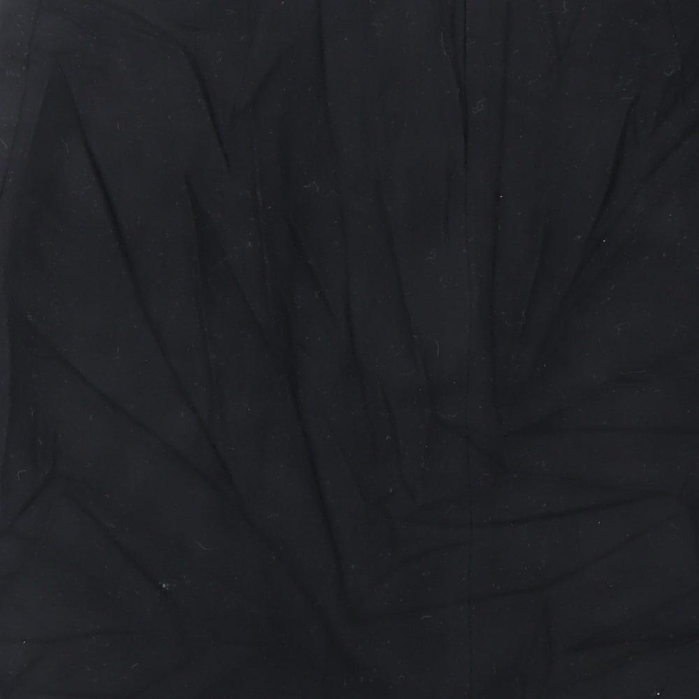 St Michael Womens Black Wool A-Line Skirt Size 16 Zip - Vintage