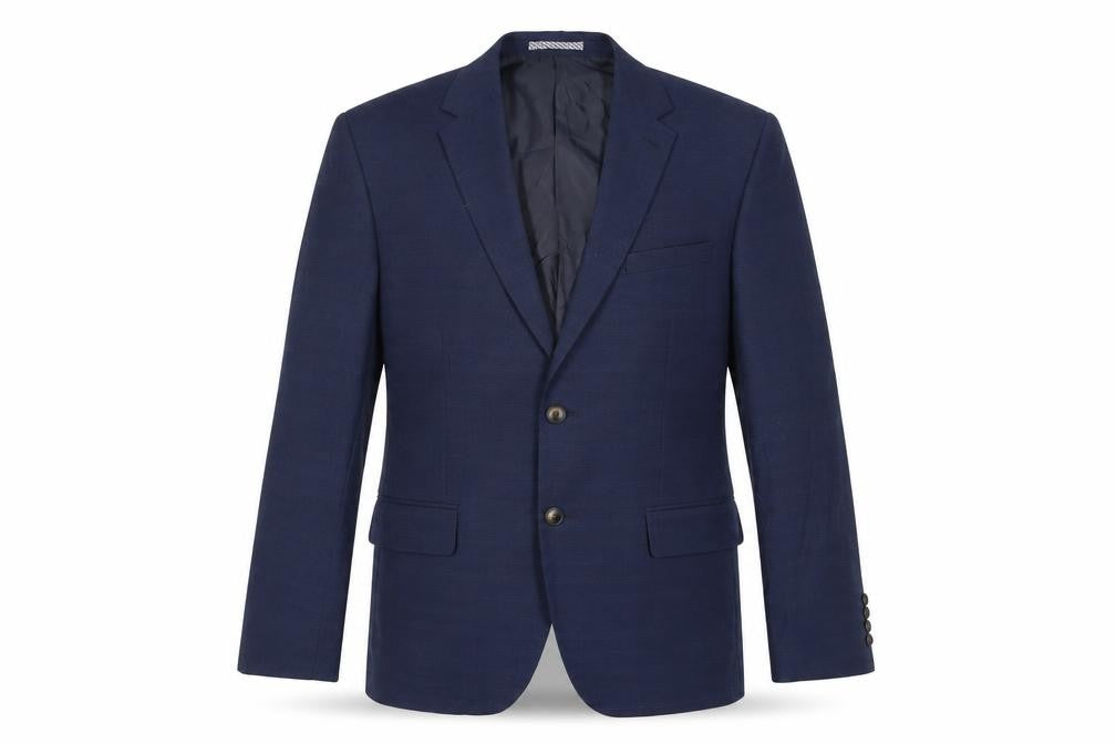 Front view of Marks & Spencer men’s blue wool jacket suit jacket, size 40, regular