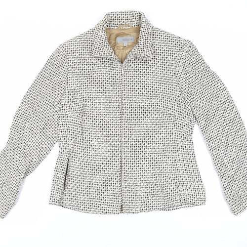 Marks and Spencer Womens Ivory Geometric Jacket Size 12 Zip