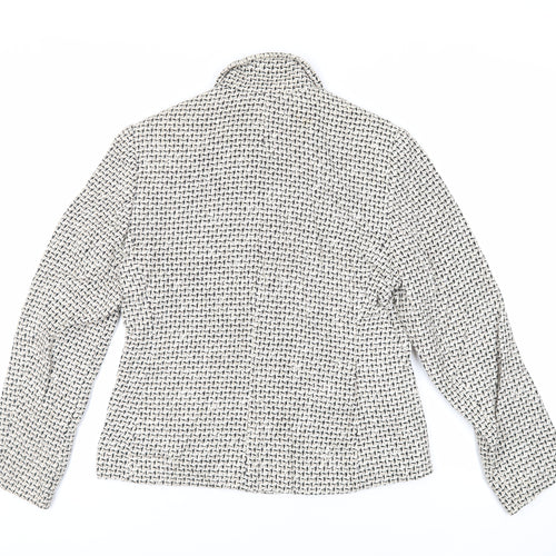 Marks and Spencer Womens Ivory Geometric Jacket Size 12 Zip