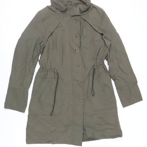 Mia Moda Womens Green Trench Coat Coat Size 16 Zip