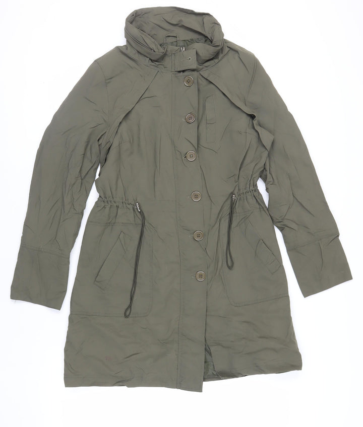 Mia Moda Womens Green Trench Coat Coat Size 16 Zip