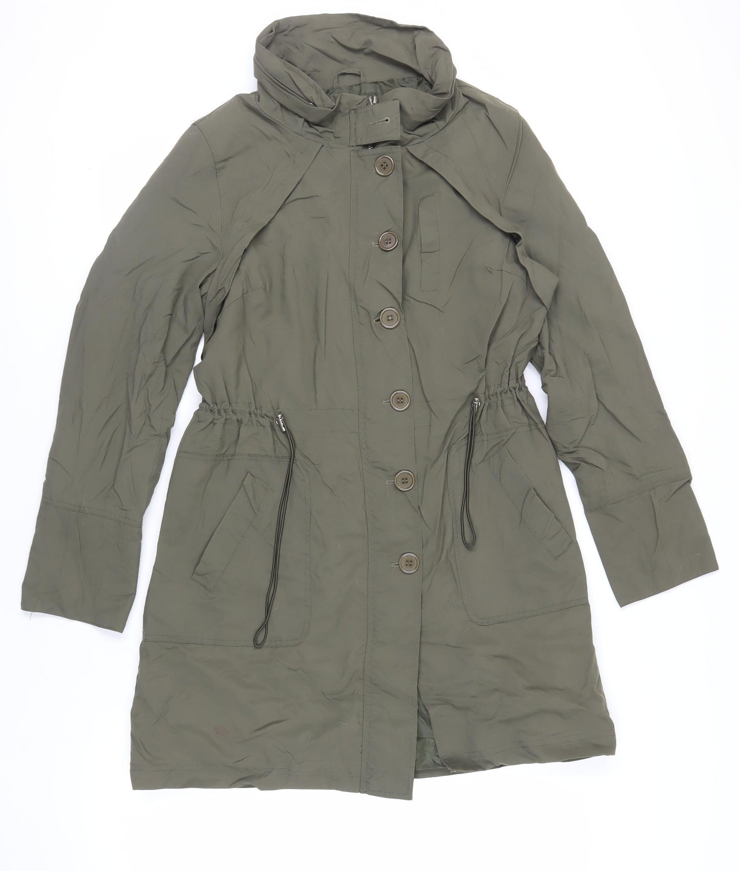 Mia Moda Womens Green Trench Coat Coat Size 16 Zip