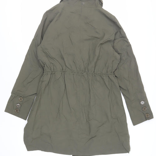 Mia Moda Womens Green Trench Coat Coat Size 16 Zip