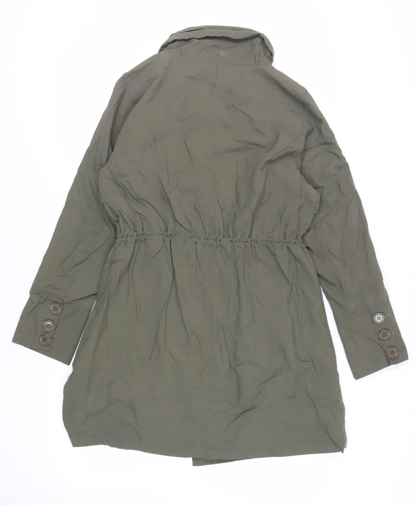 Mia Moda Womens Green Trench Coat Coat Size 16 Zip