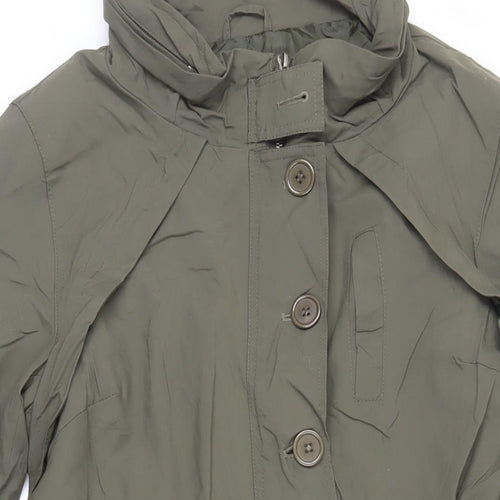 Mia Moda Womens Green Trench Coat Coat Size 16 Zip