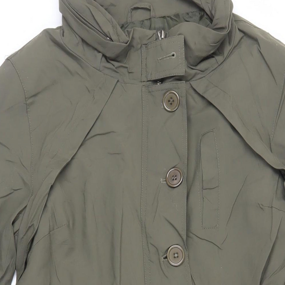 Mia Moda Womens Green Trench Coat Coat Size 16 Zip