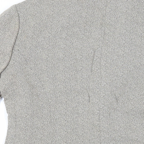 Gina Womens Beige Herringbone Jacket Blazer Size 12 Button