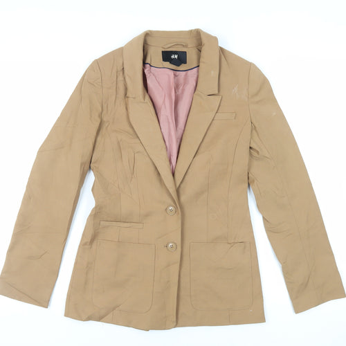 H&M Womens Beige Jacket Blazer Size 6 Button