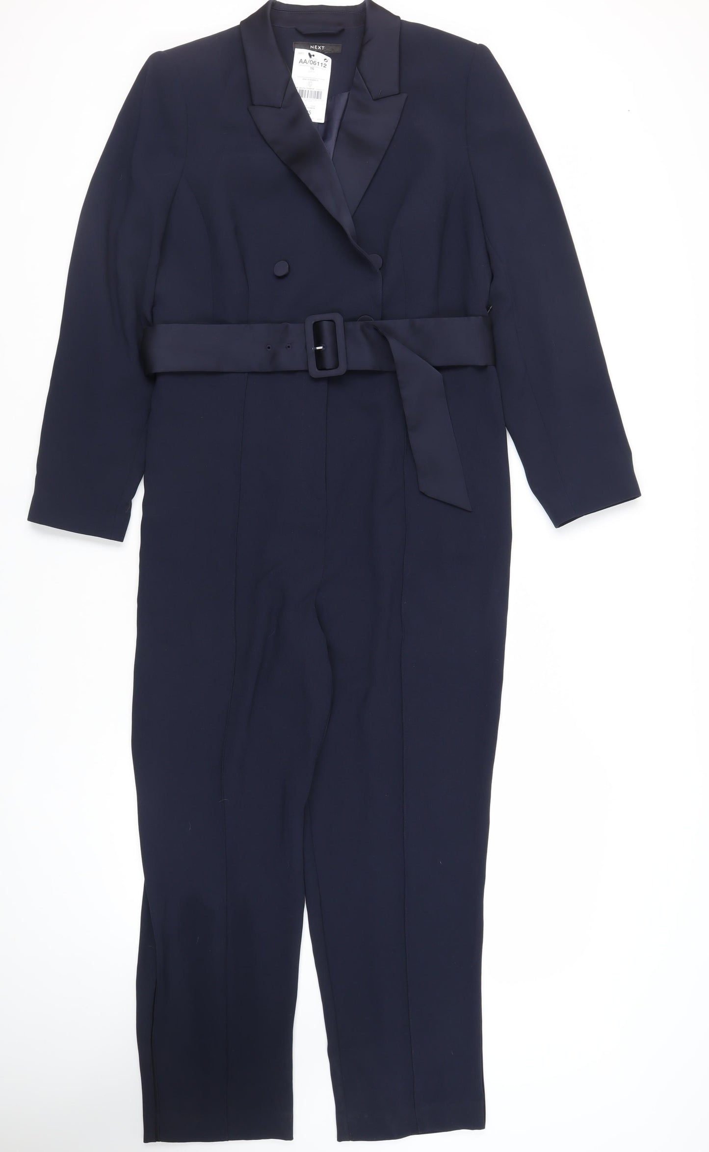 NEXT Womens Blue Polyester Jumpsuit One-Piece Size 16 L29 in Zip - Belted