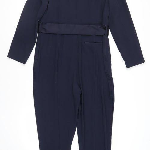 NEXT Womens Blue Polyester Jumpsuit One-Piece Size 16 L29 in Zip - Belted