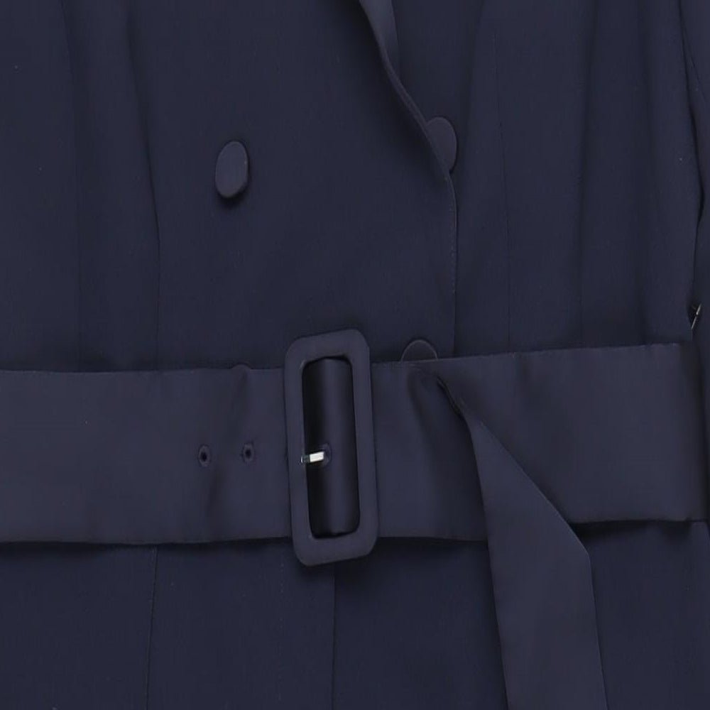 NEXT Womens Blue Polyester Jumpsuit One-Piece Size 16 L29 in Zip - Belted
