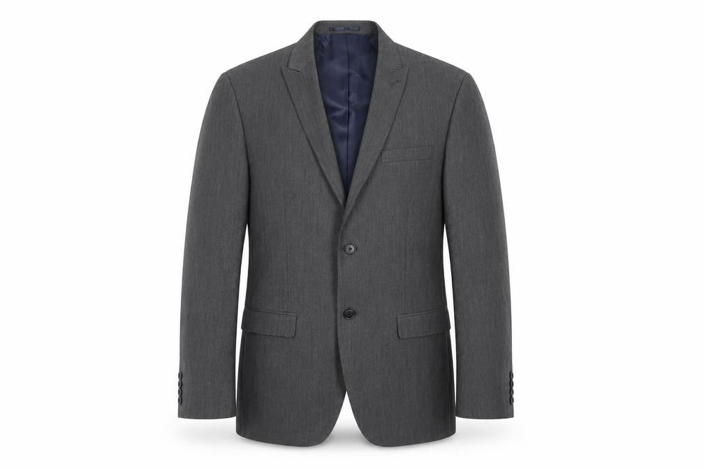 Front view of Next men’s grey polyester jacket suit jacket, size 42, regular