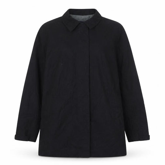 Front view of Lands' End women’s black jacket, size UK 10, zip -, size UK 10-12