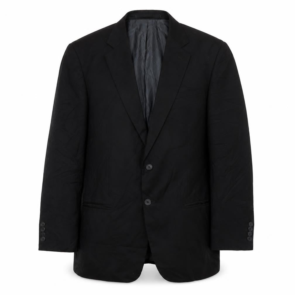 Front view of Marks & Spencer men’s black polyester jacket suit jacket, size 42, regular