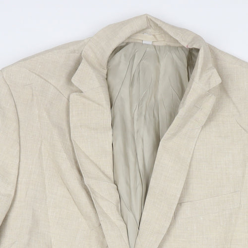 Marks and Spencer Mens Beige Linen Jacket Suit Jacket Size 46 Regular