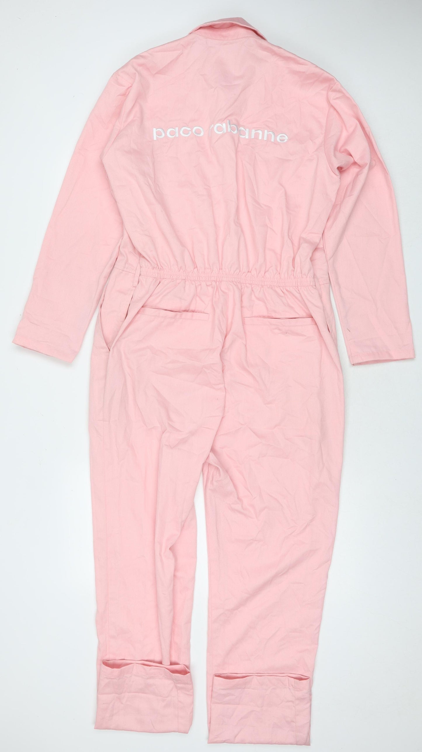 Paco Rabanne Womens Pink Cotton Jumpsuit One-Piece Size L L30 in Snap - Fame