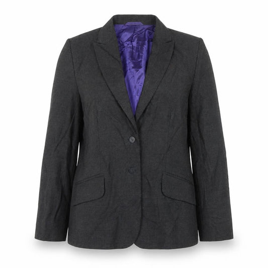Front view of Next women’s grey jacket blazer, size UK 12, button
