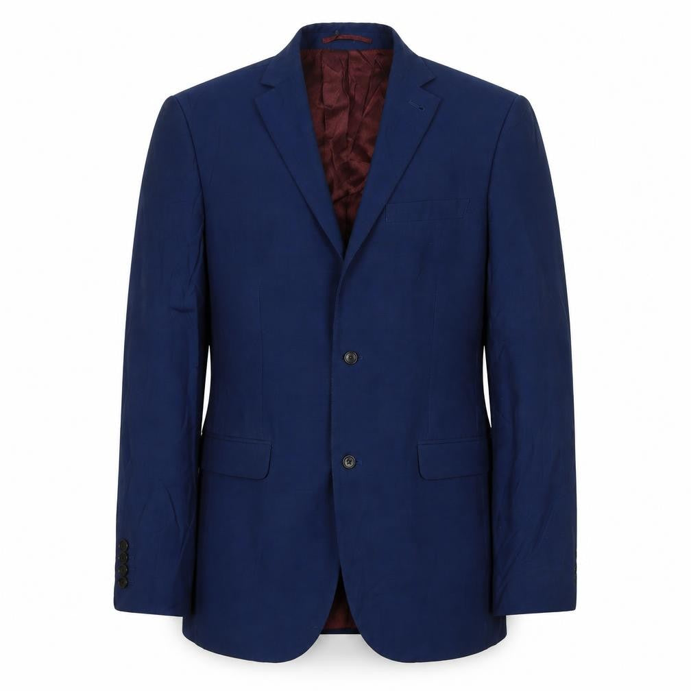 Front view of Next men’s blue wool jacket suit jacket, size 36, regular