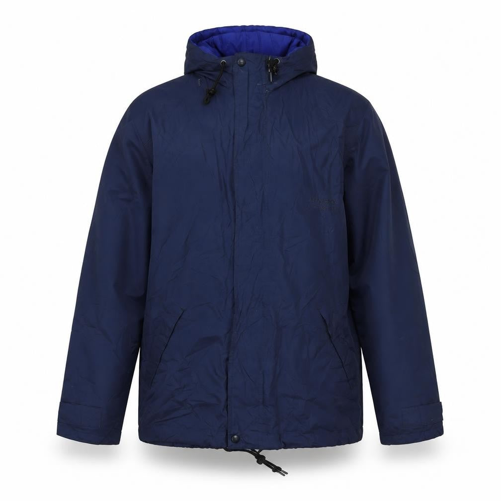 Front view of Tenson men’s blue jacket, size S, zip