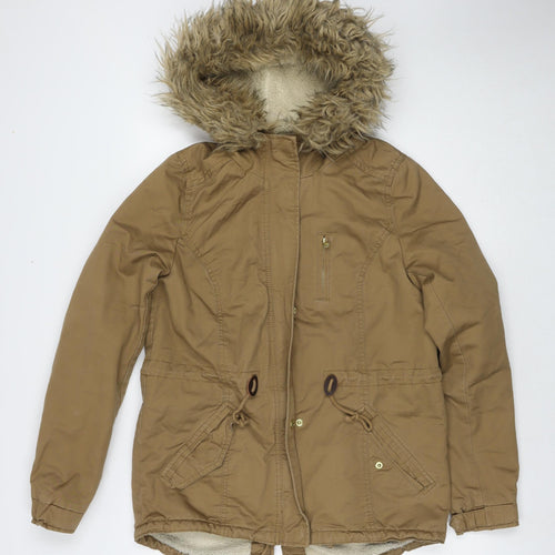 Divided by H&M Womens Brown Parka Jacket Size 8 Zip