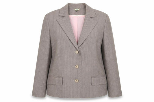 Front view of Klass women’s brown jacket blazer, size UK 16, button