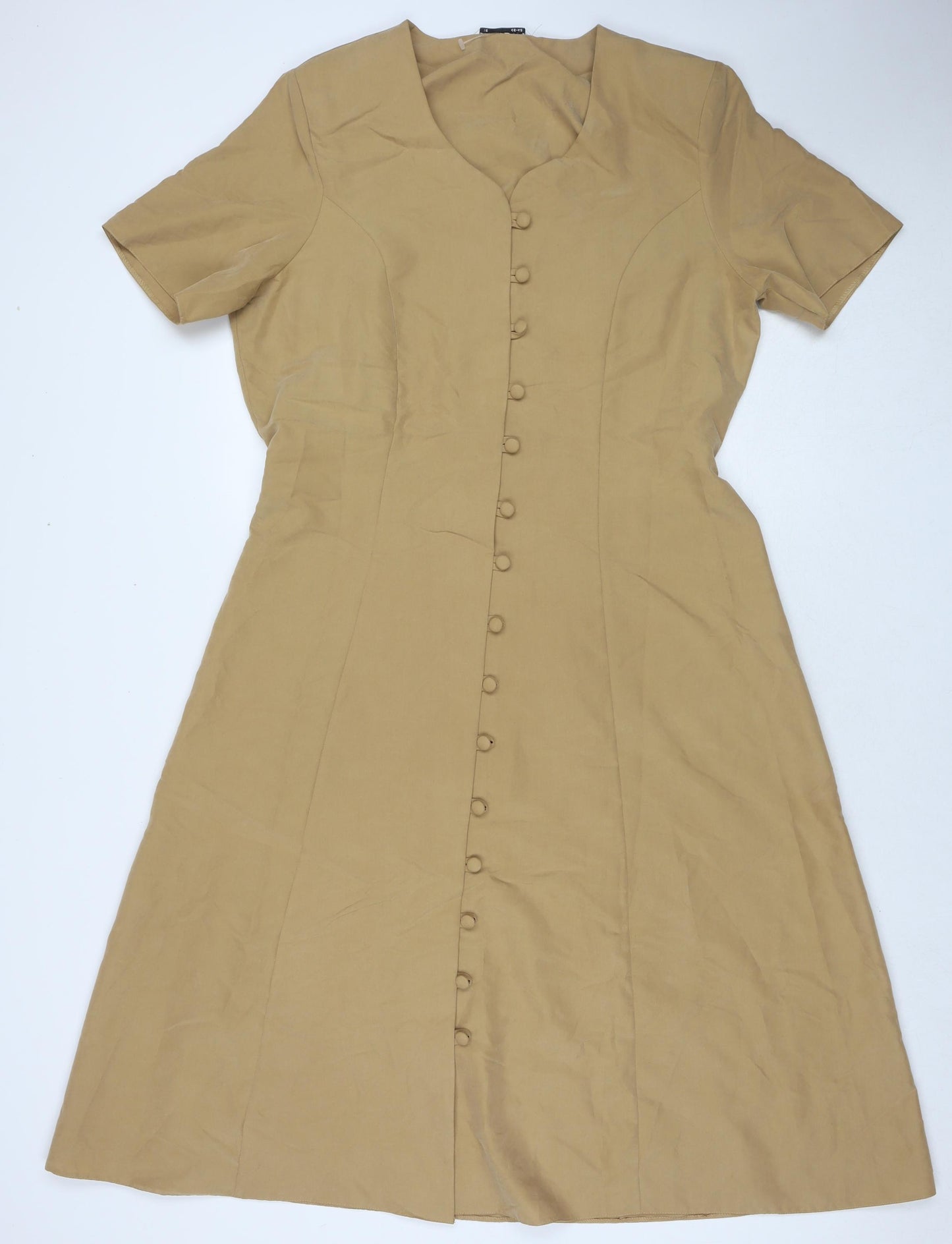 Lauren Duvar Womens Brown Viscose Maxi Size 18 Round Neck Button