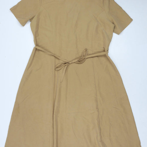 Lauren Duvar Womens Brown Viscose Maxi Size 18 Round Neck Button
