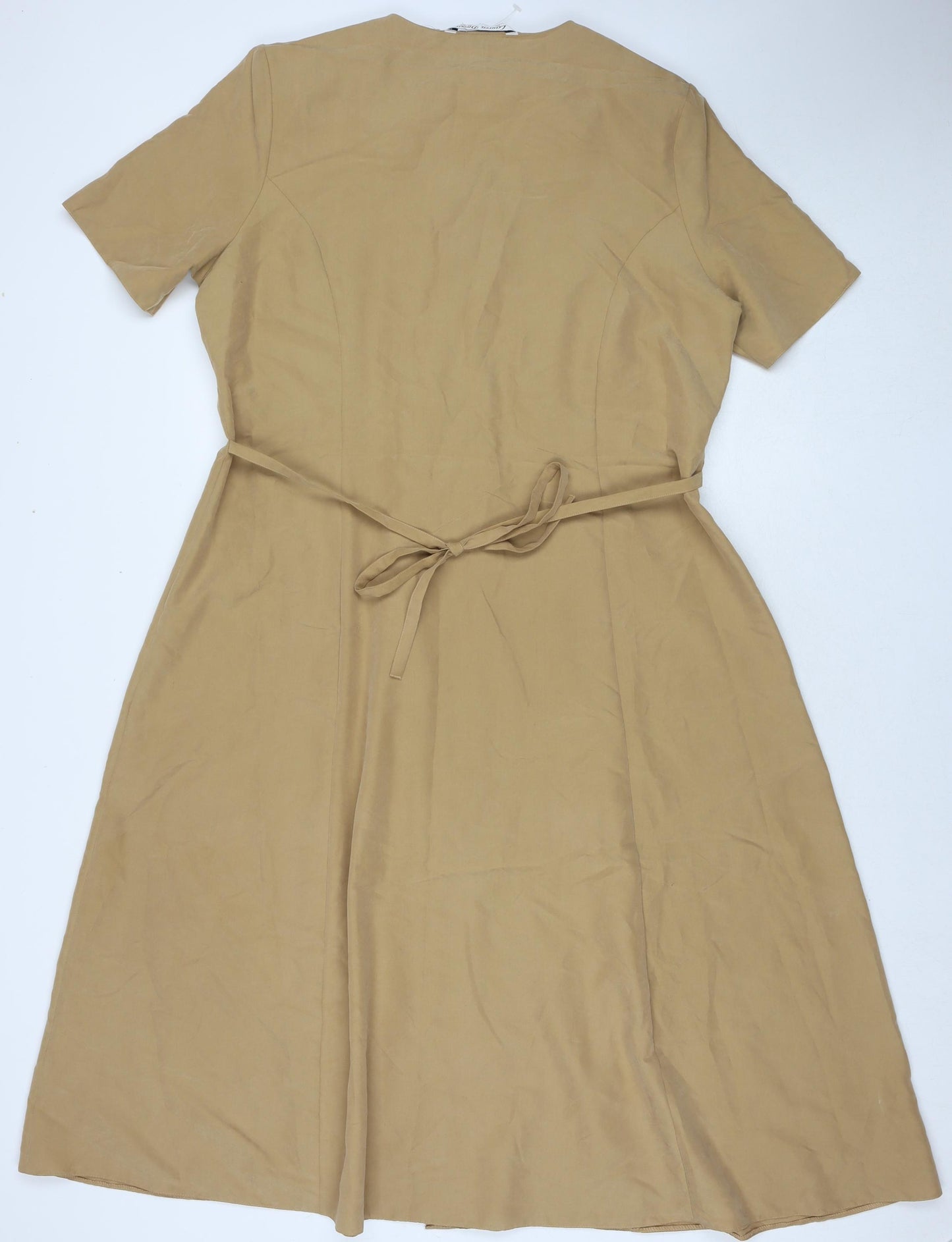 Lauren Duvar Womens Brown Viscose Maxi Size 18 Round Neck Button