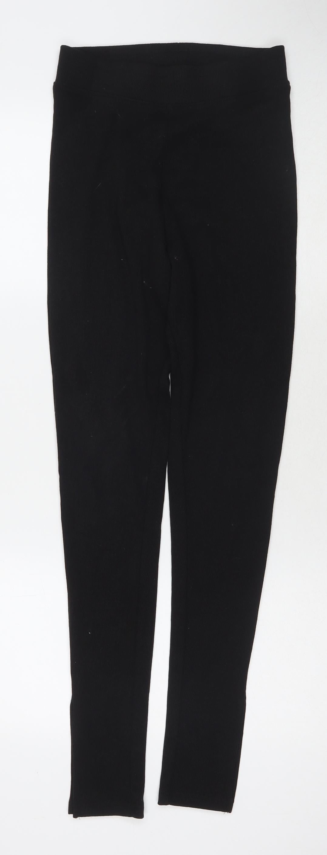 Missguided Womens Black Polyester Trousers Size 8 L30 in Regular - Side Slit(s)