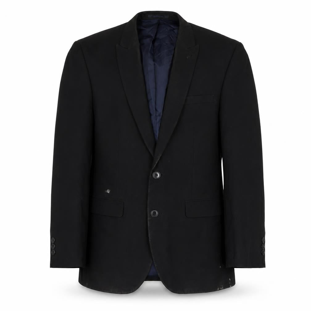 Front view of Next men’s black polyester jacket suit jacket, size 38, regular