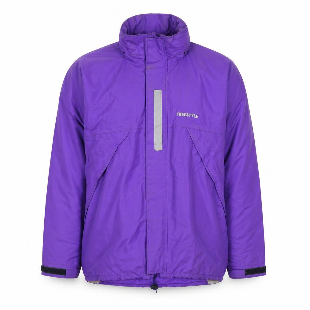 Front view of Freestyle women’s purple jacket, size L, zip - technical