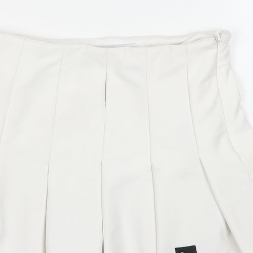 Bershka Womens White Polyester Pleated Skirt Size M Zip