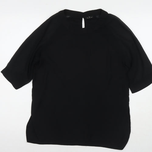 River Island Womens Black Polyester Basic Blouse Size 10 Round Neck
