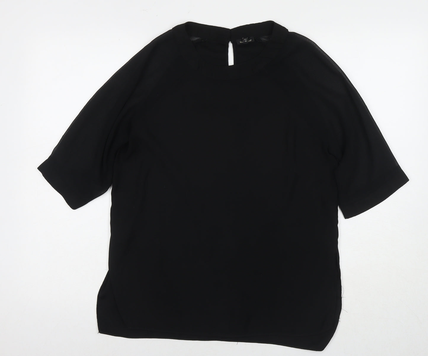River Island Womens Black Polyester Basic Blouse Size 10 Round Neck