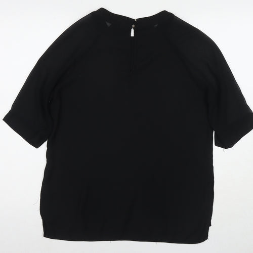 River Island Womens Black Polyester Basic Blouse Size 10 Round Neck