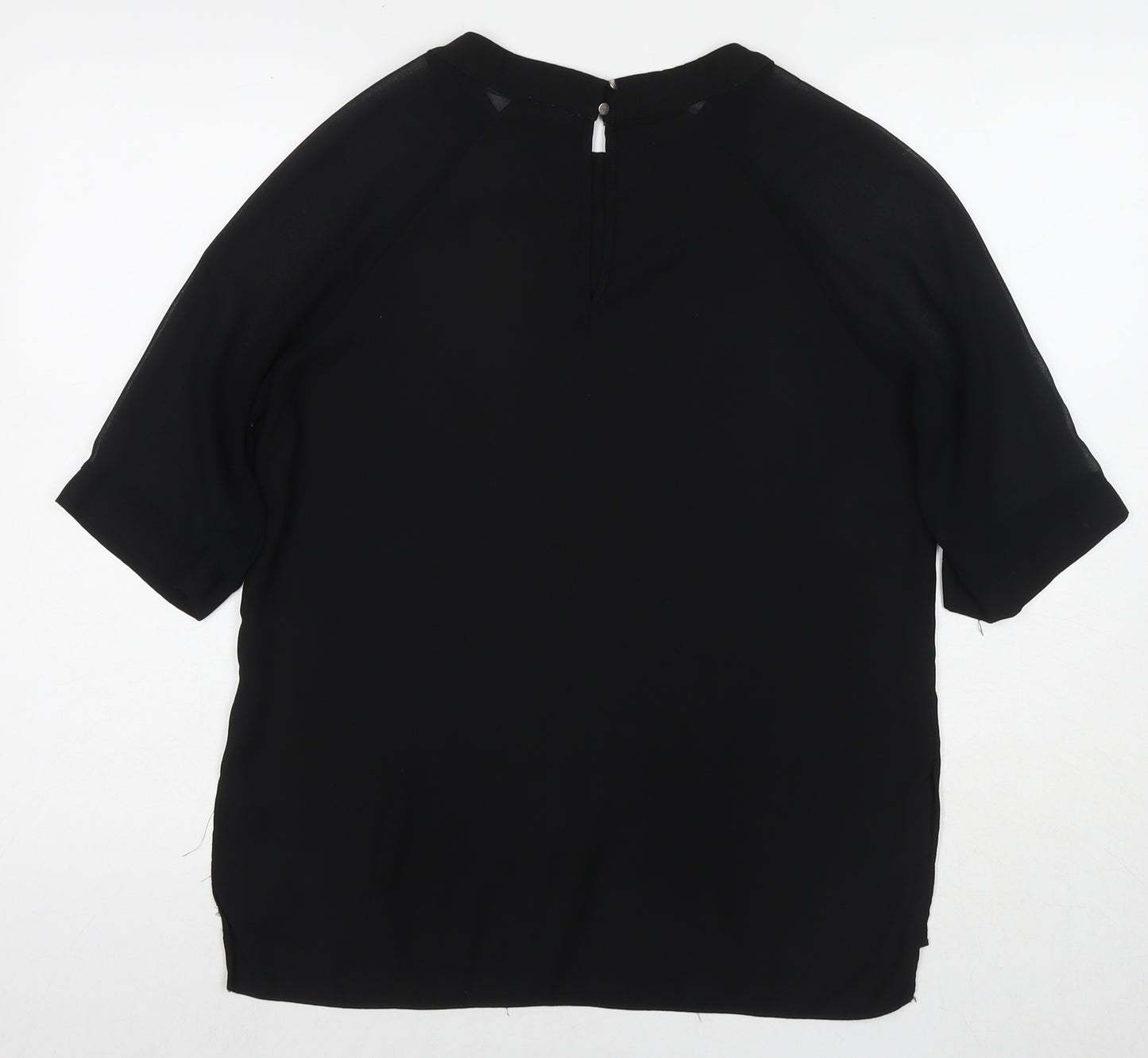 River Island Womens Black Polyester Basic Blouse Size 10 Round Neck