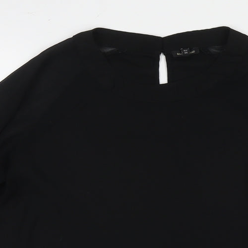 River Island Womens Black Polyester Basic Blouse Size 10 Round Neck