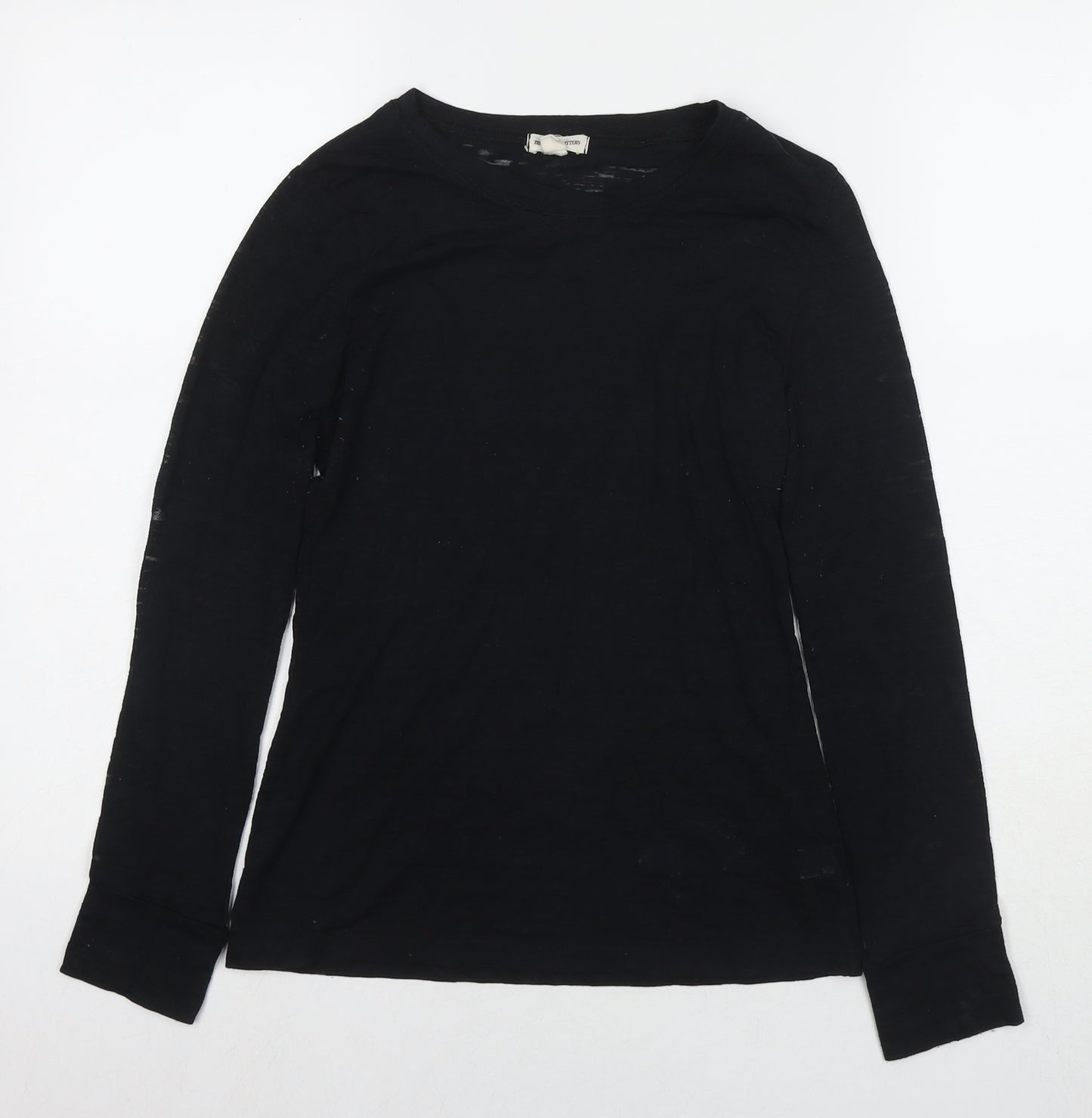Zenana Outfitters Womens Black Cotton Basic T-Shirt Size M Round Neck